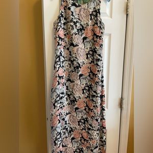 VINTAGE floral dress, short but sheer to the floor